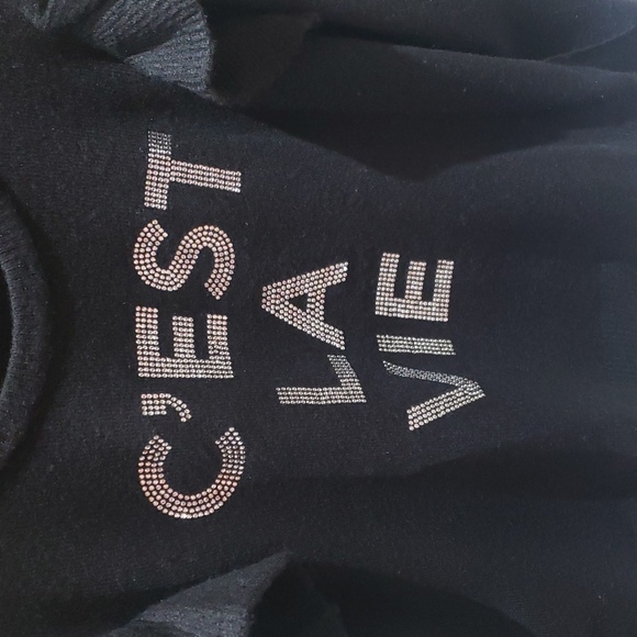 Nwt XL and large Karl lagerfeld sweater black with ringstone - Picture 12 of 12